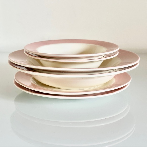 Homer Laughlin 50s Vintage Pink Radiance Wheat 6 pieces, 2 x Soup Salad … - Picture 3 of 5